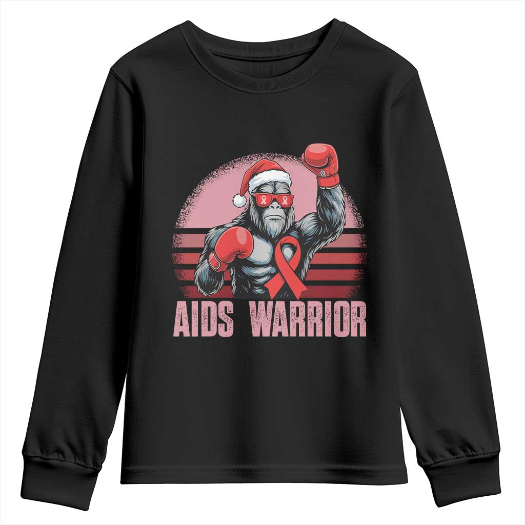 Christmas Santa Bigfoot HIV Support Youth Sweatshirt Retro Vintage Style Gift