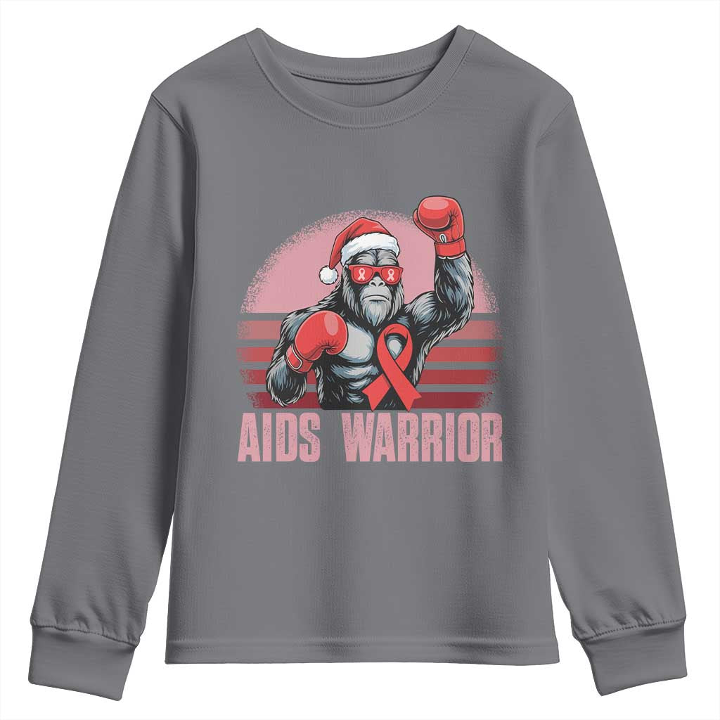 Christmas Santa Bigfoot HIV Support Youth Sweatshirt Retro Vintage Style Gift