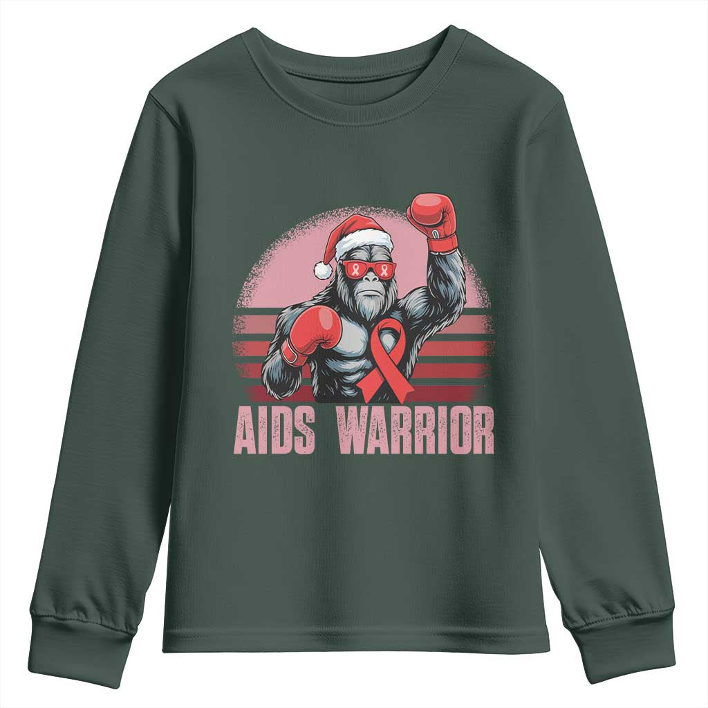 Christmas Santa Bigfoot HIV Support Youth Sweatshirt Retro Vintage Style Gift
