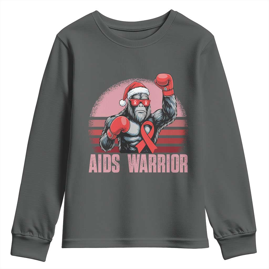 Christmas Santa Bigfoot HIV Support Youth Sweatshirt Retro Vintage Style Gift