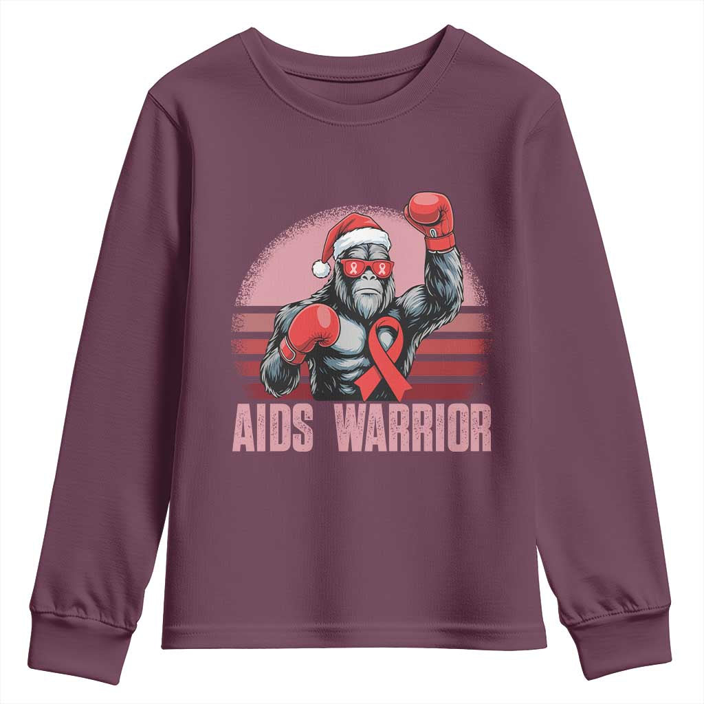 Christmas Santa Bigfoot HIV Support Youth Sweatshirt Retro Vintage Style Gift