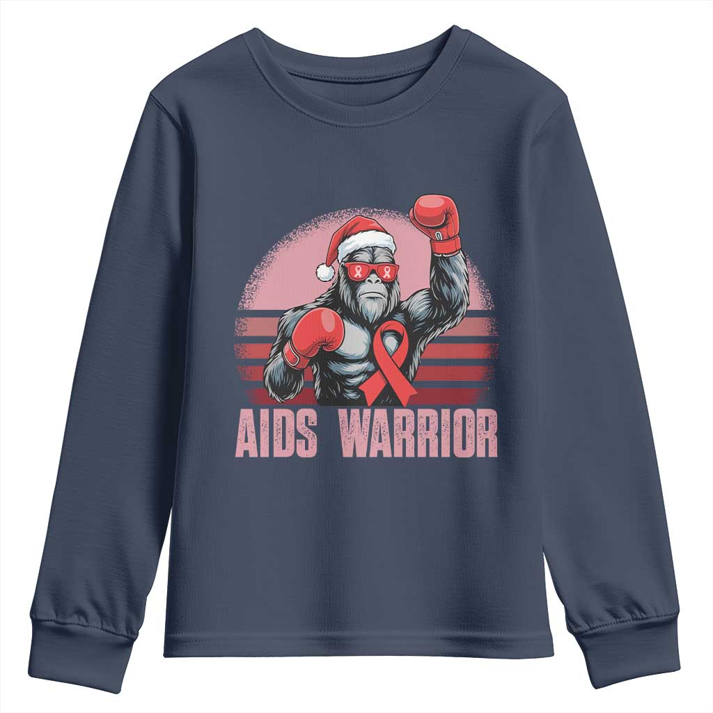 Christmas Santa Bigfoot HIV Support Youth Sweatshirt Retro Vintage Style Gift