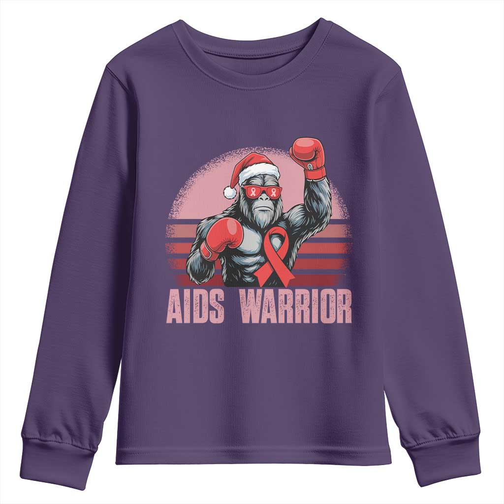 Christmas Santa Bigfoot HIV Support Youth Sweatshirt Retro Vintage Style Gift