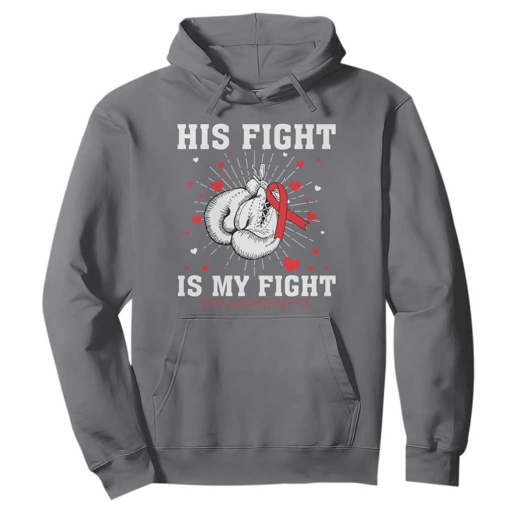 His Fight My Fight HIV Warrior Hoodie Red Ribbon Boxing Gift