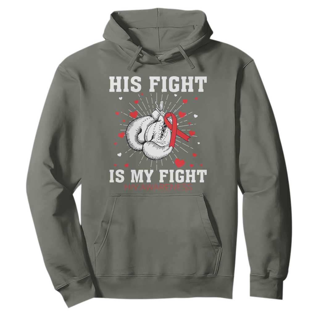 His Fight My Fight HIV Warrior Hoodie Red Ribbon Boxing Gift