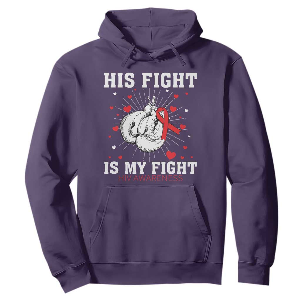 His Fight My Fight HIV Warrior Hoodie Red Ribbon Boxing Gift