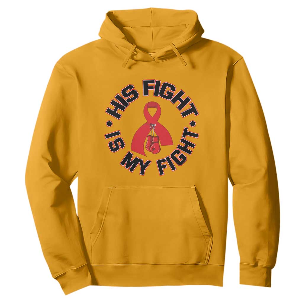 HIV Warrior His Fight My Fight Hoodie Red Ribbon Boxing Gift