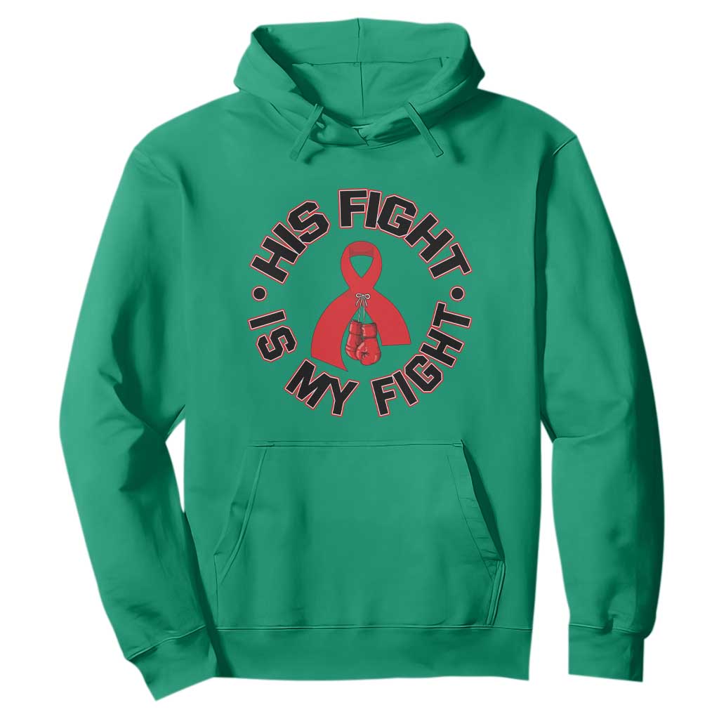 HIV Warrior His Fight My Fight Hoodie Red Ribbon Boxing Gift
