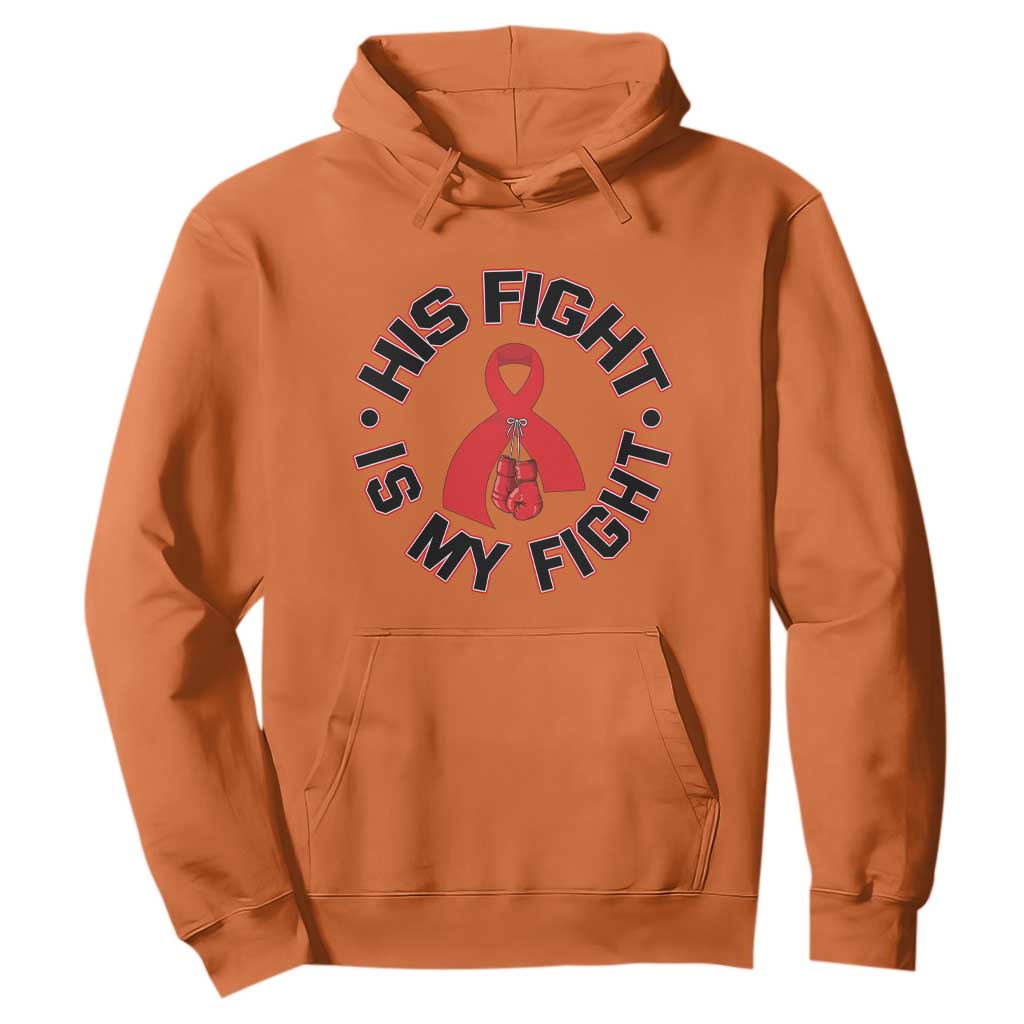 HIV Warrior His Fight My Fight Hoodie Red Ribbon Boxing Gift