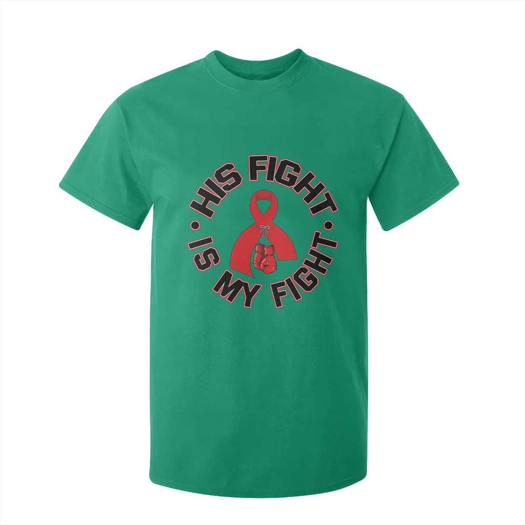 HIV Warrior His Fight My Fight T Shirt For Kid Red Ribbon Boxing Gift