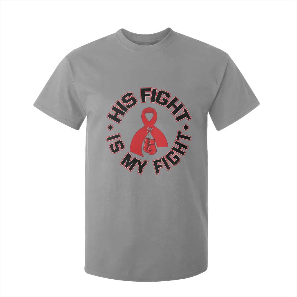 HIV Warrior His Fight My Fight T Shirt For Kid Red Ribbon Boxing Gift