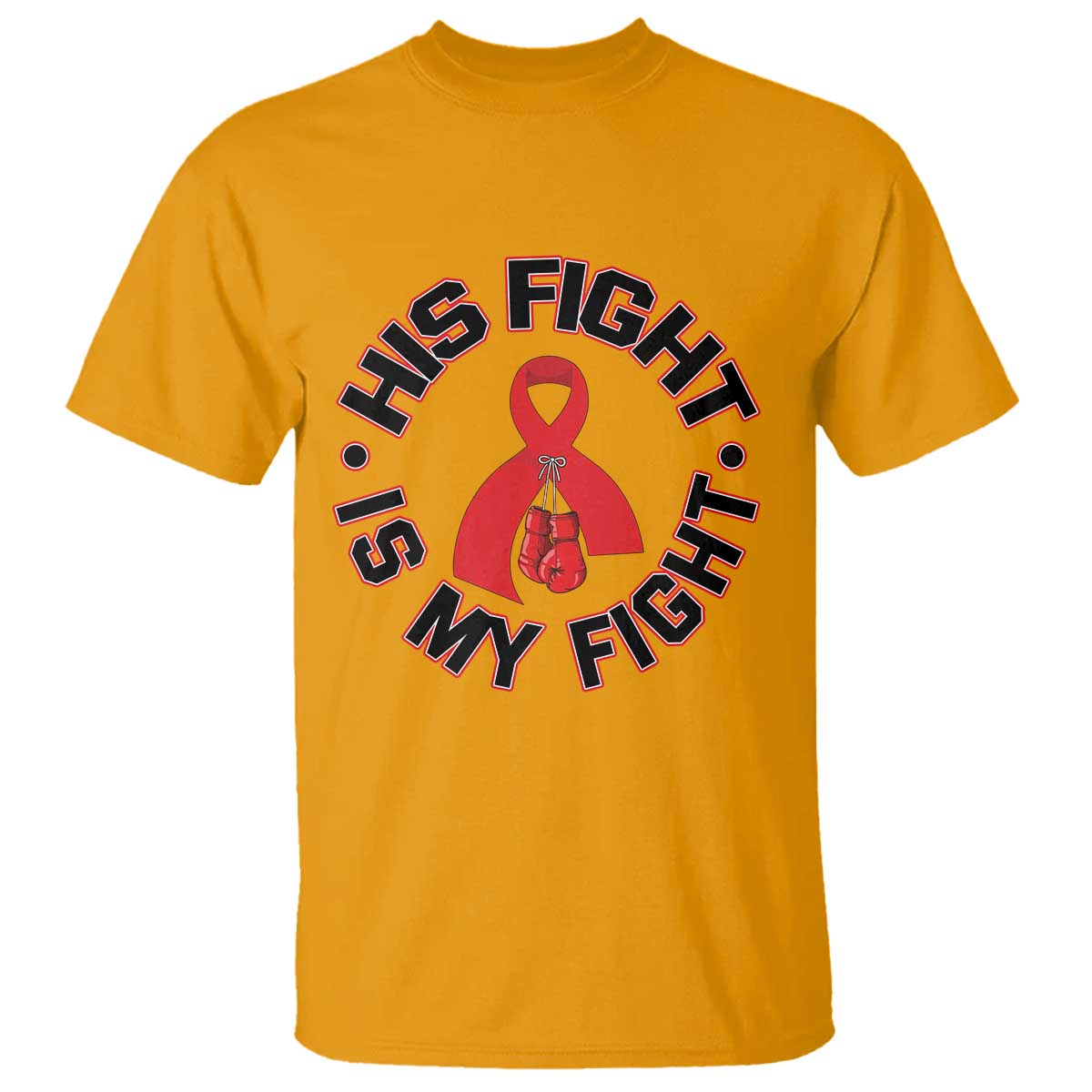 HIV Warrior His Fight My Fight T Shirt Red Ribbon Boxing Gift