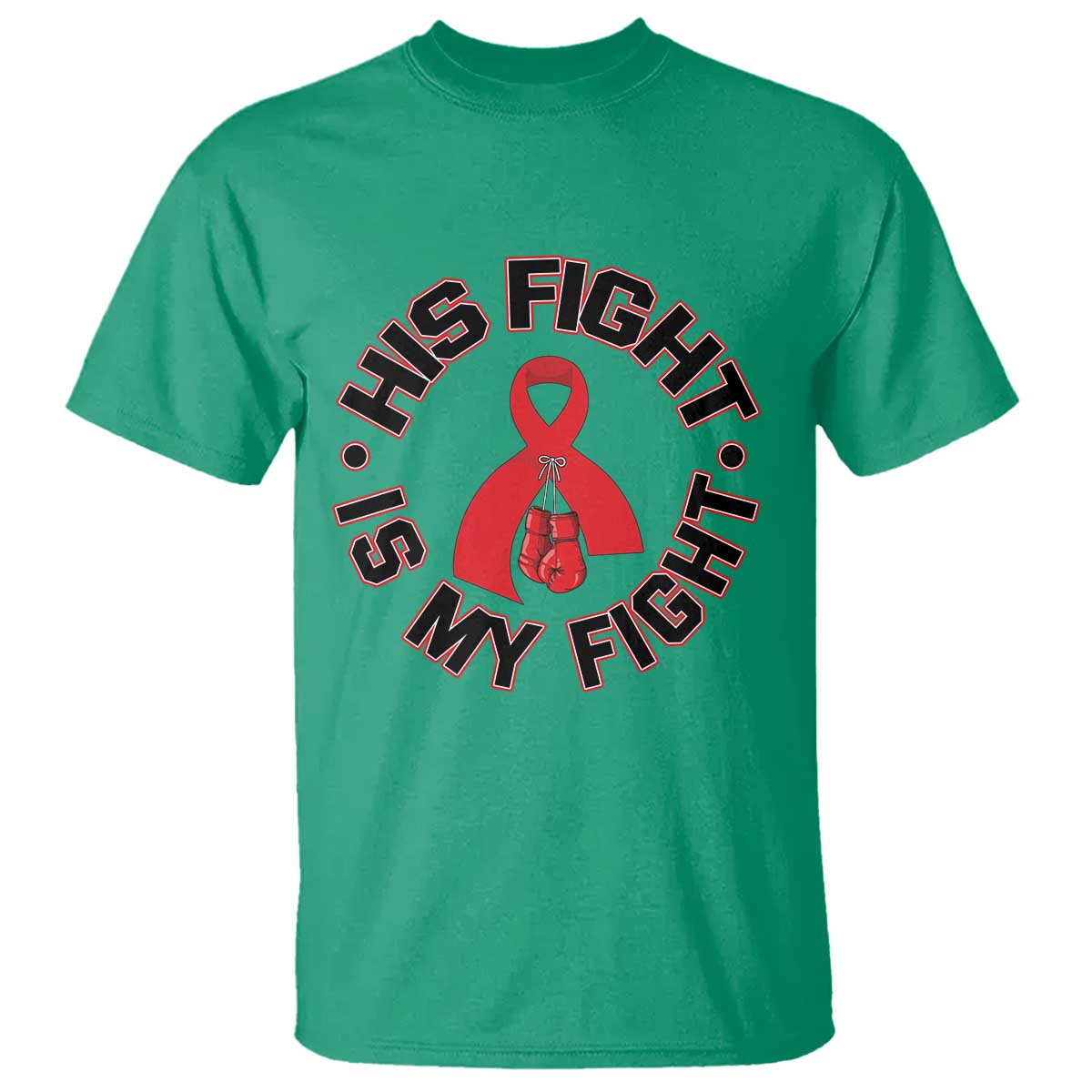 HIV Warrior His Fight My Fight T Shirt Red Ribbon Boxing Gift