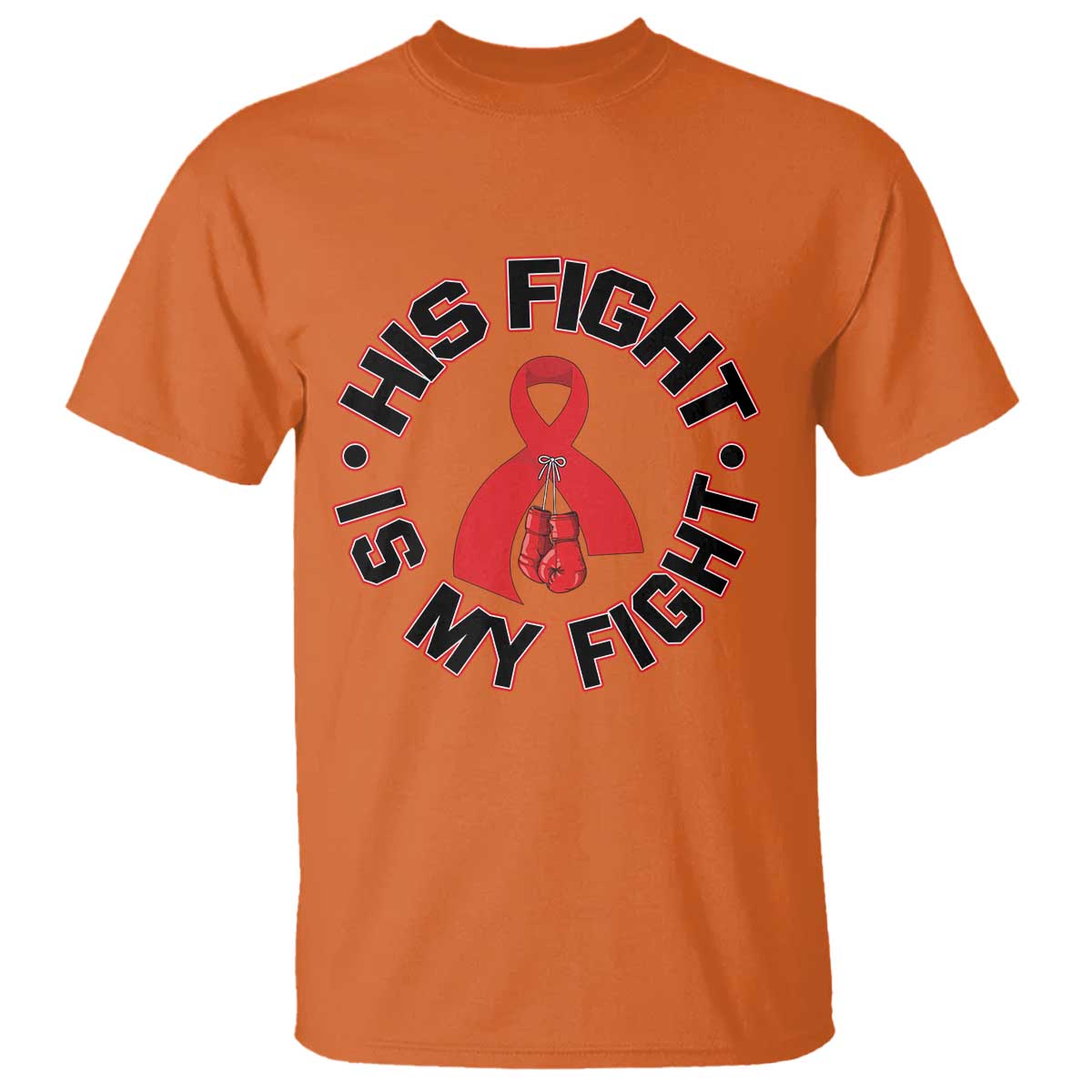 HIV Warrior His Fight My Fight T Shirt Red Ribbon Boxing Gift