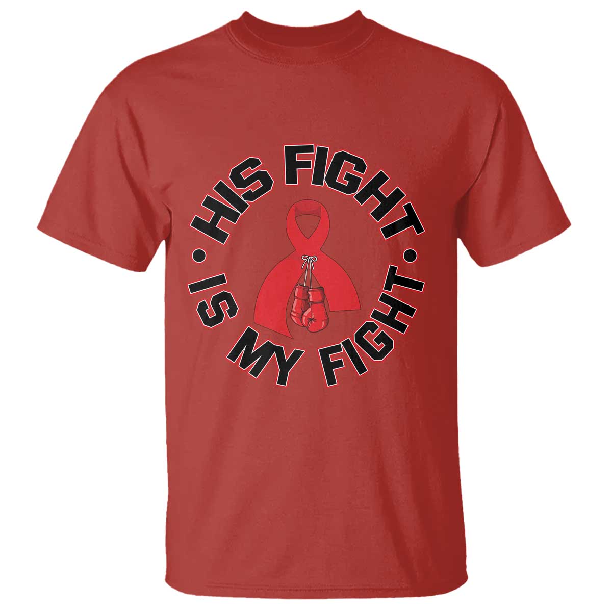 HIV Warrior His Fight My Fight T Shirt Red Ribbon Boxing Gift