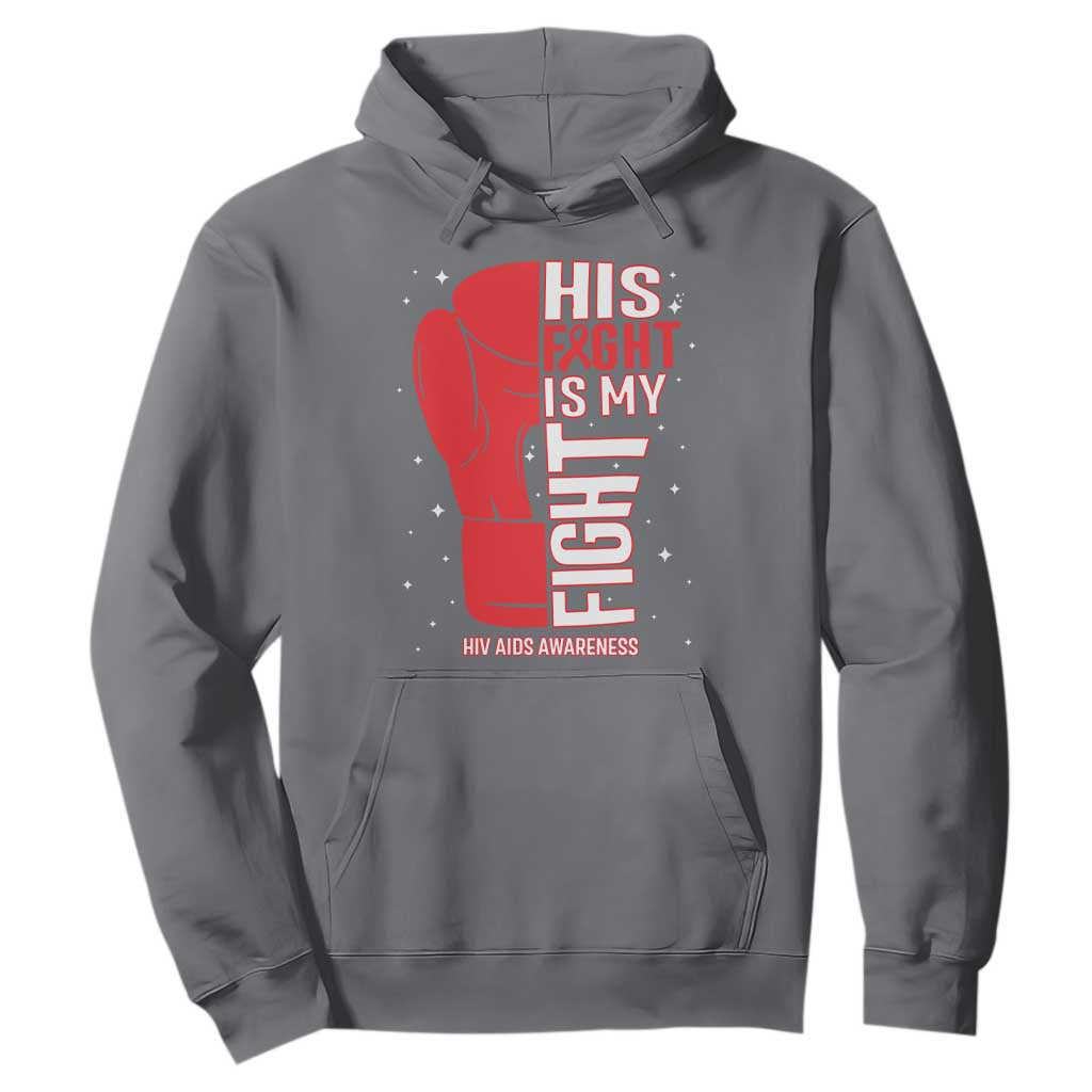 His Fight My Fight Hoodie Red Ribbon HIV Support Boxing Gift