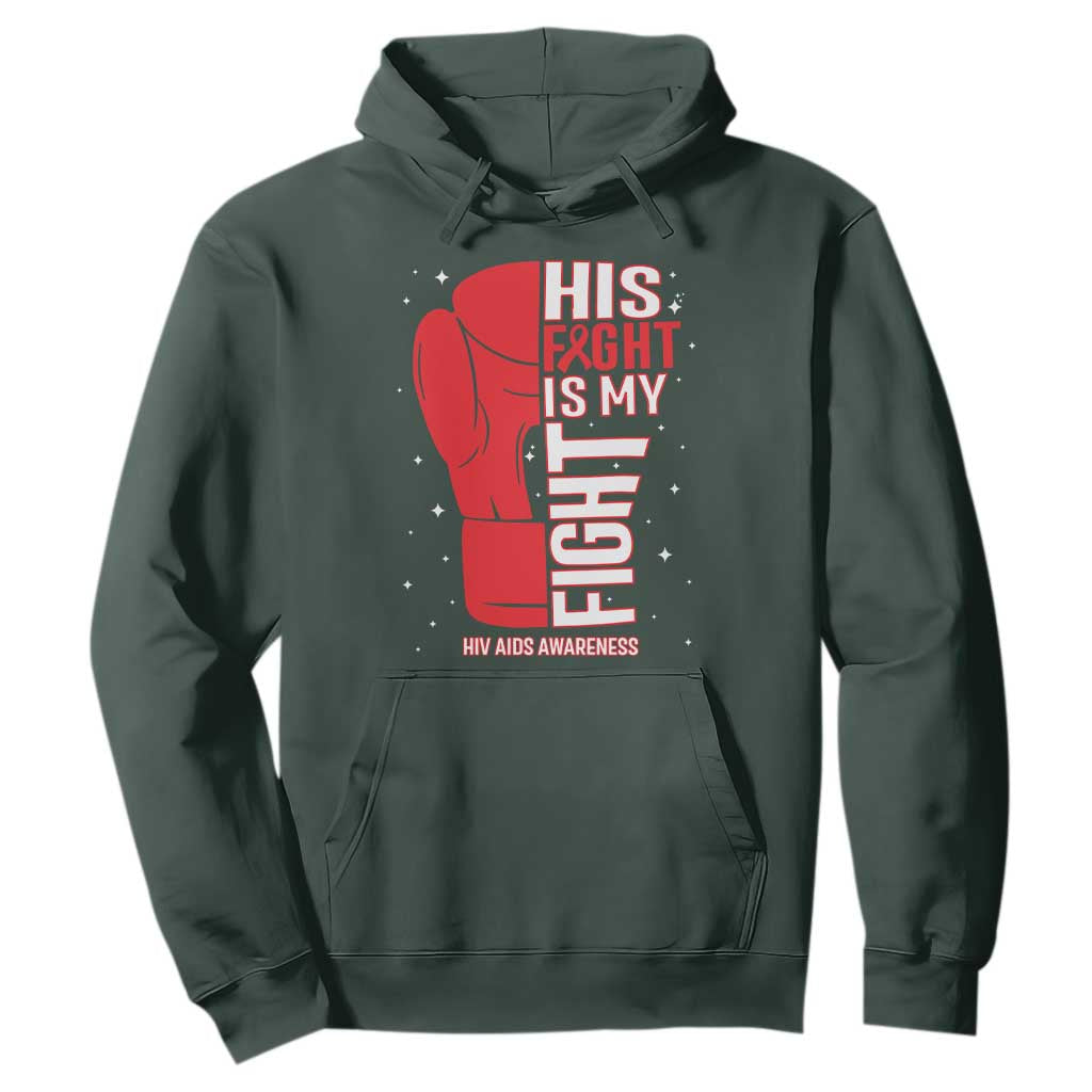 His Fight My Fight Hoodie Red Ribbon HIV Support Boxing Gift