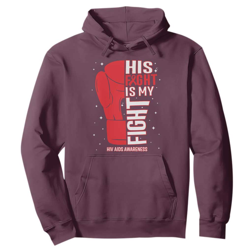 His Fight My Fight Hoodie Red Ribbon HIV Support Boxing Gift
