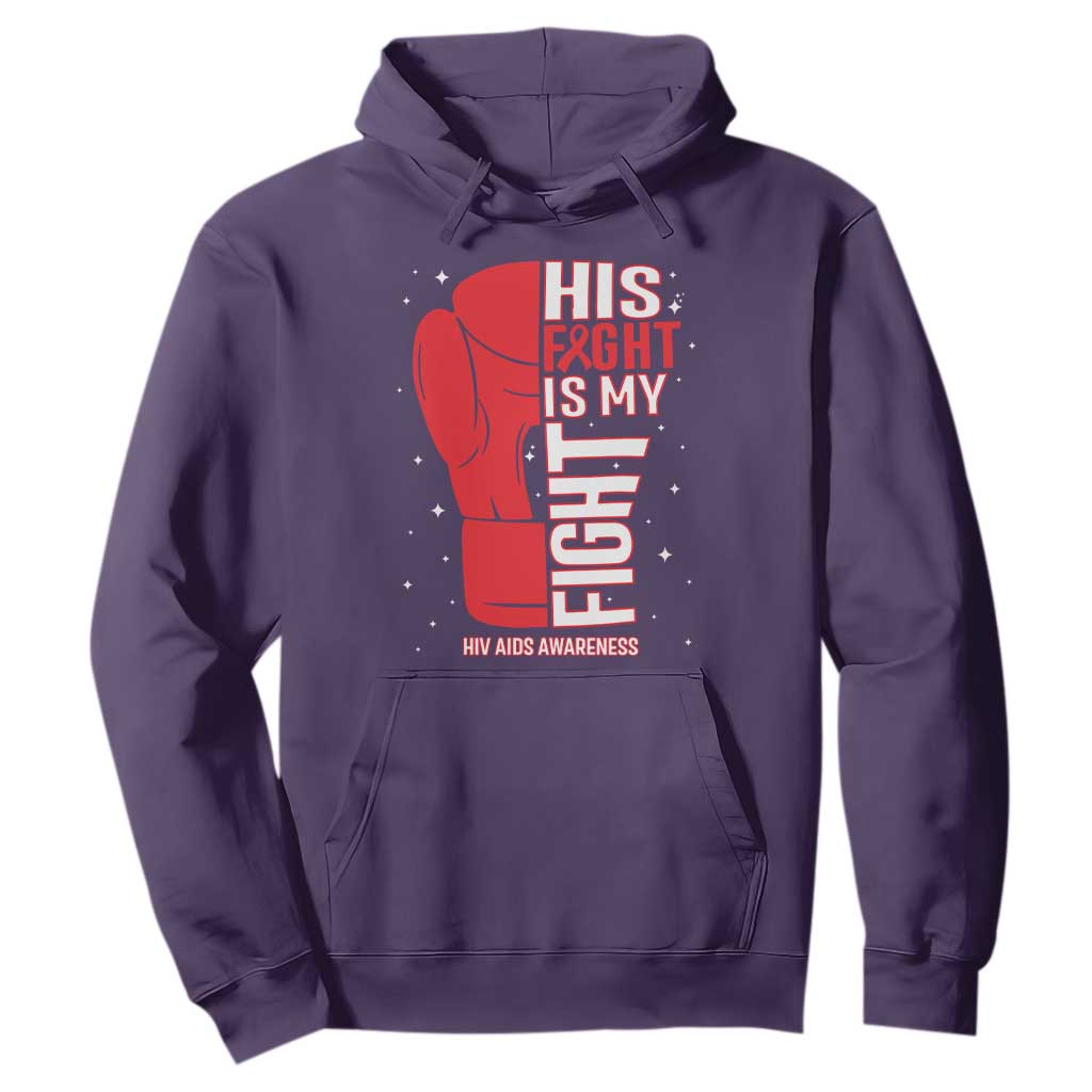 His Fight My Fight Hoodie Red Ribbon HIV Support Boxing Gift