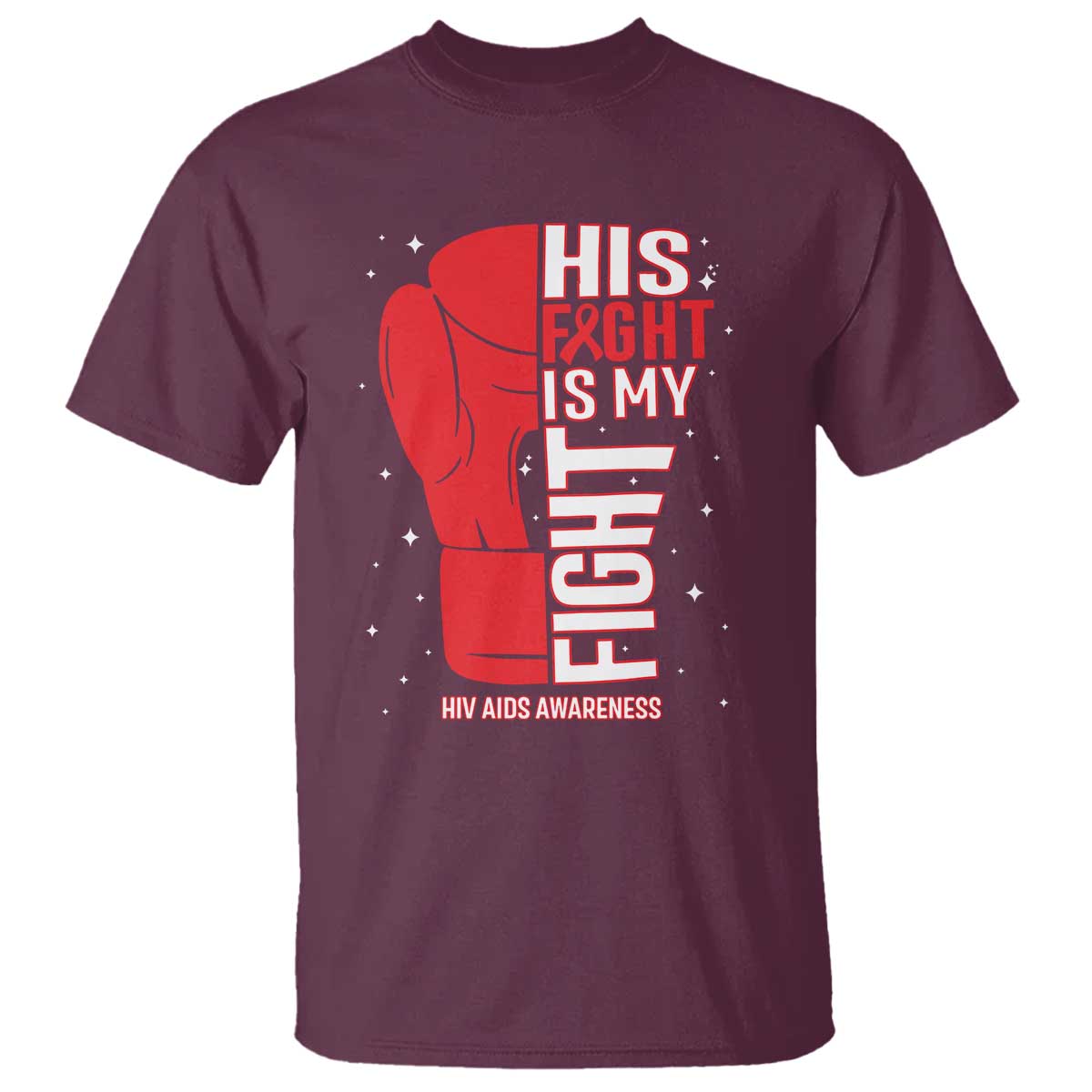 His Fight My Fight T Shirt Red Ribbon HIV Support Boxing Gift