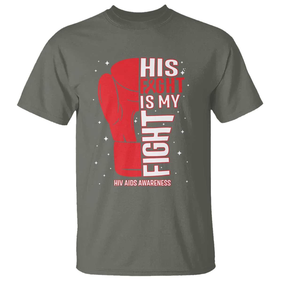 His Fight My Fight T Shirt Red Ribbon HIV Support Boxing Gift