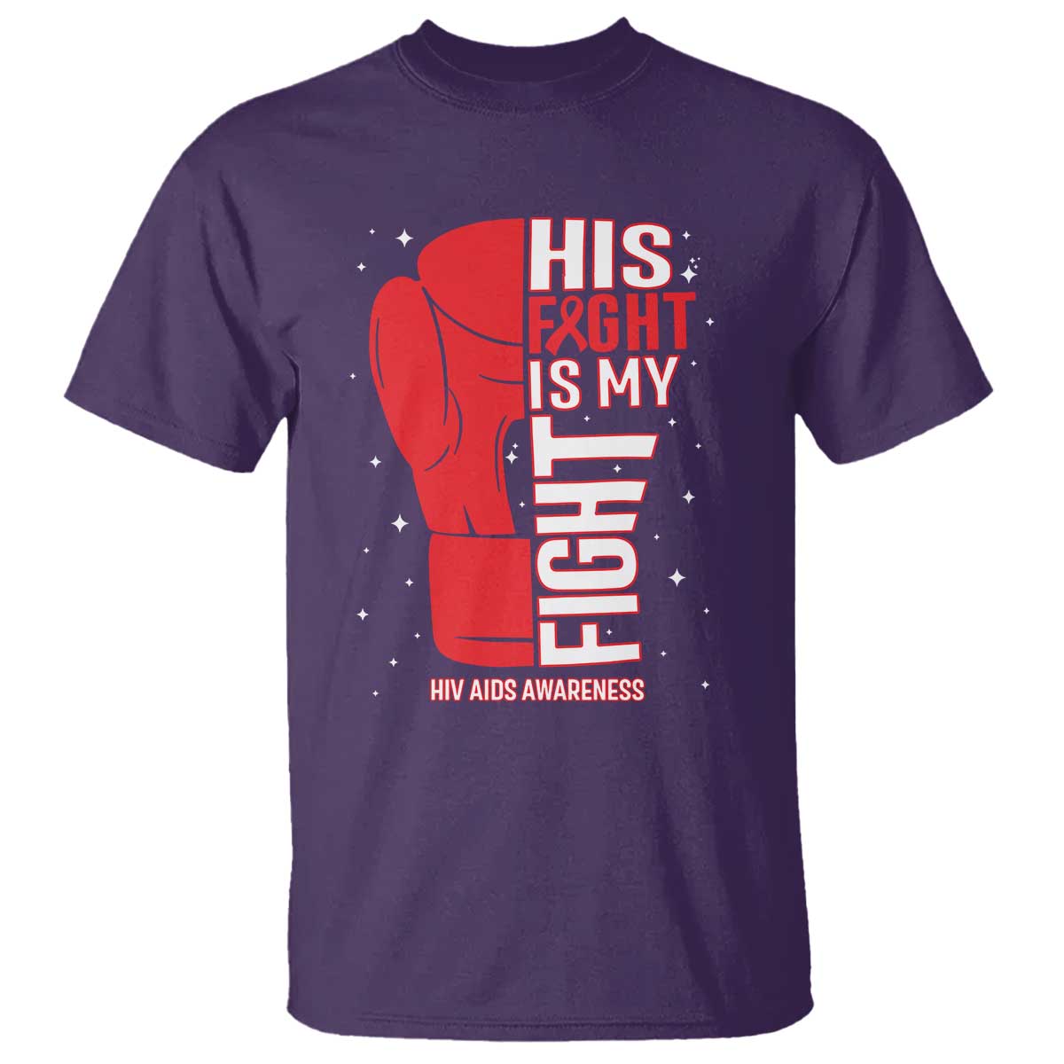 His Fight My Fight T Shirt Red Ribbon HIV Support Boxing Gift
