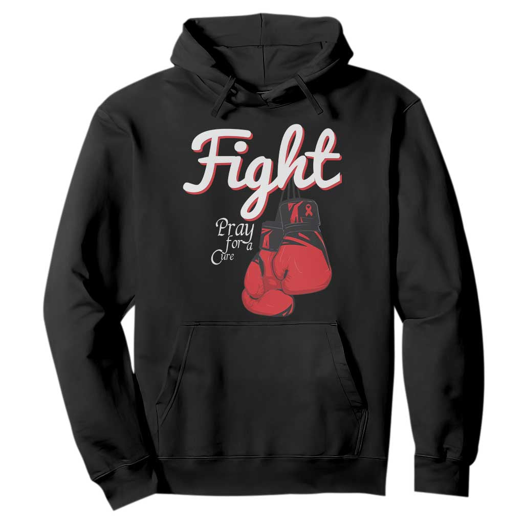 Fight Pray For A Cure Hoodie Red Ribbon HIV Support Boxing Gift