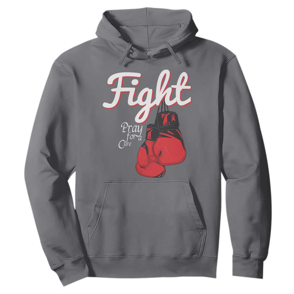 Fight Pray For A Cure Hoodie Red Ribbon HIV Support Boxing Gift
