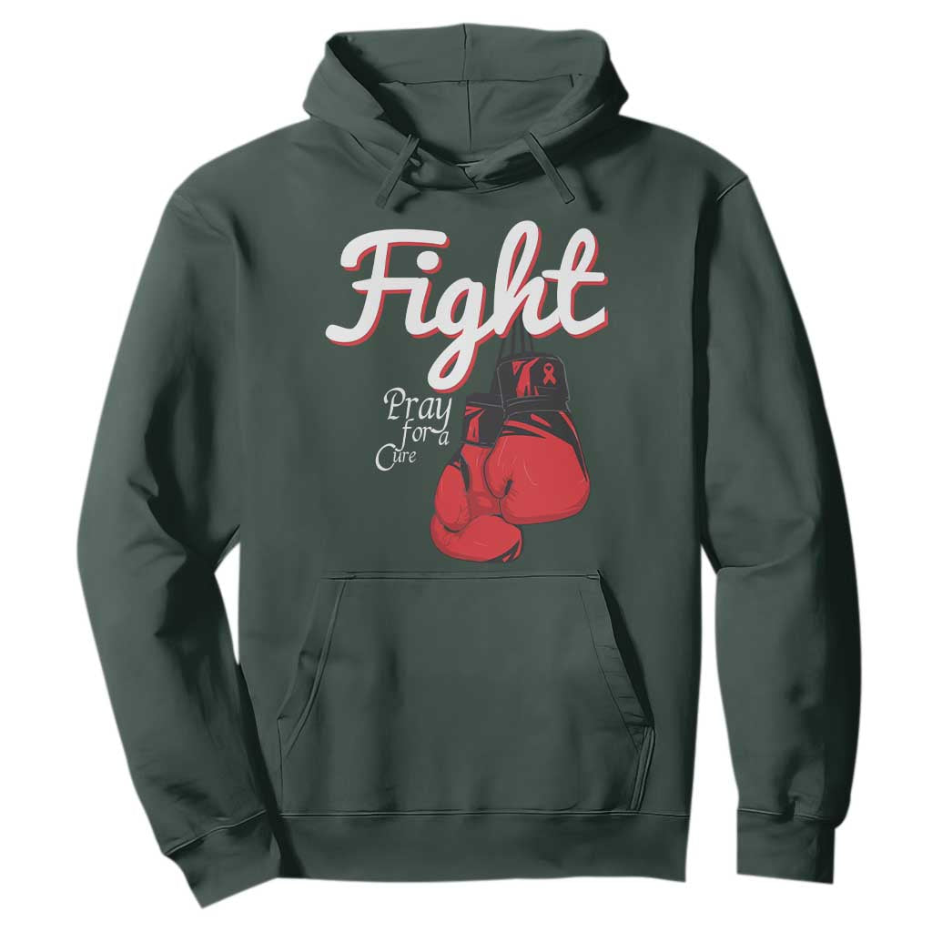 Fight Pray For A Cure Hoodie Red Ribbon HIV Support Boxing Gift