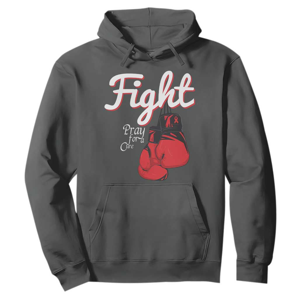 Fight Pray For A Cure Hoodie Red Ribbon HIV Support Boxing Gift