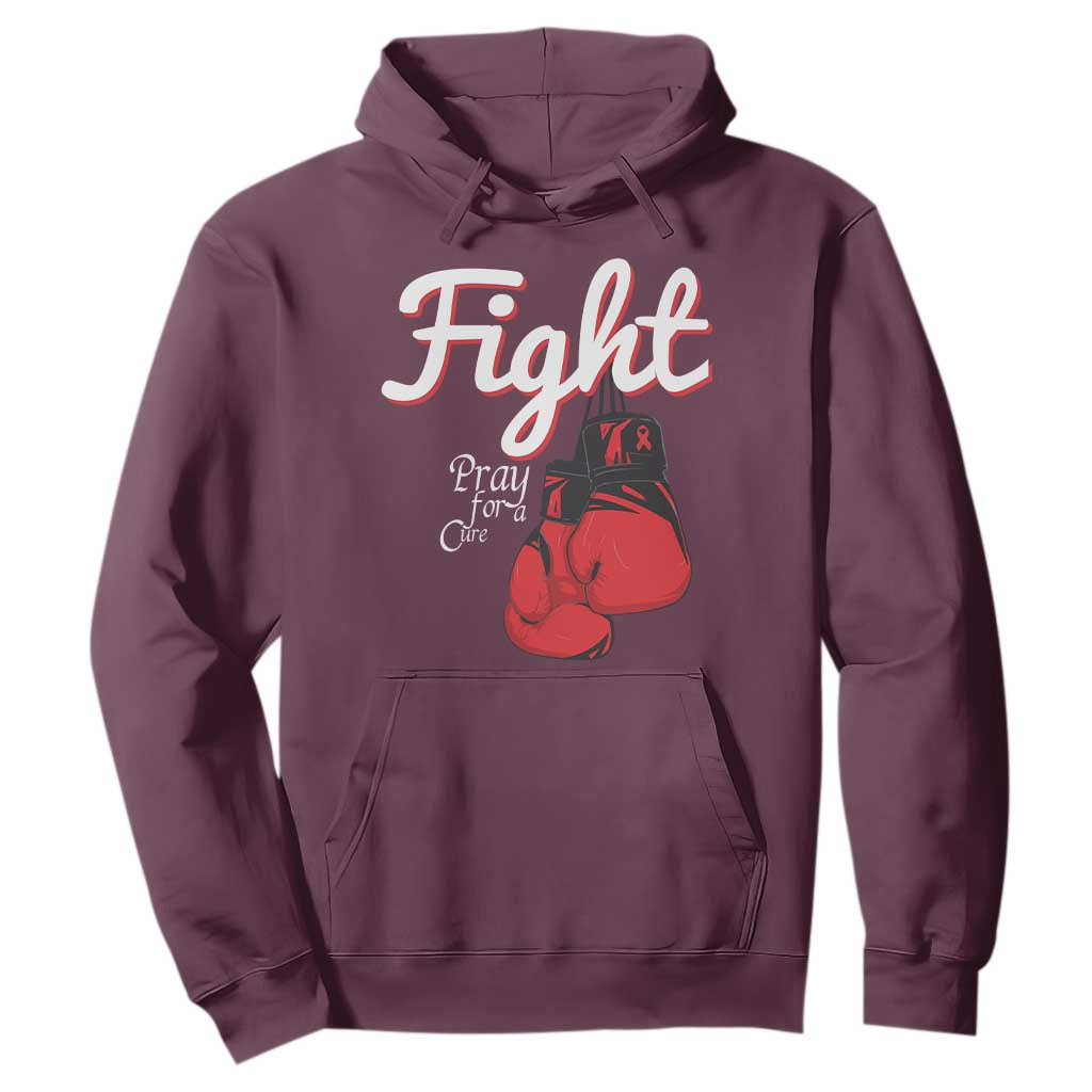Fight Pray For A Cure Hoodie Red Ribbon HIV Support Boxing Gift