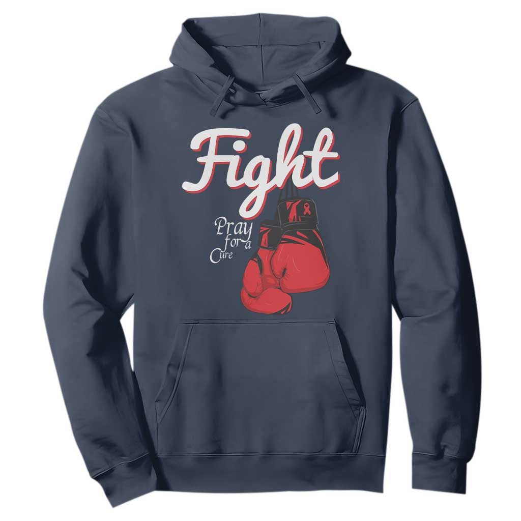 Fight Pray For A Cure Hoodie Red Ribbon HIV Support Boxing Gift