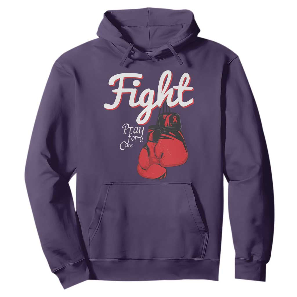 Fight Pray For A Cure Hoodie Red Ribbon HIV Support Boxing Gift