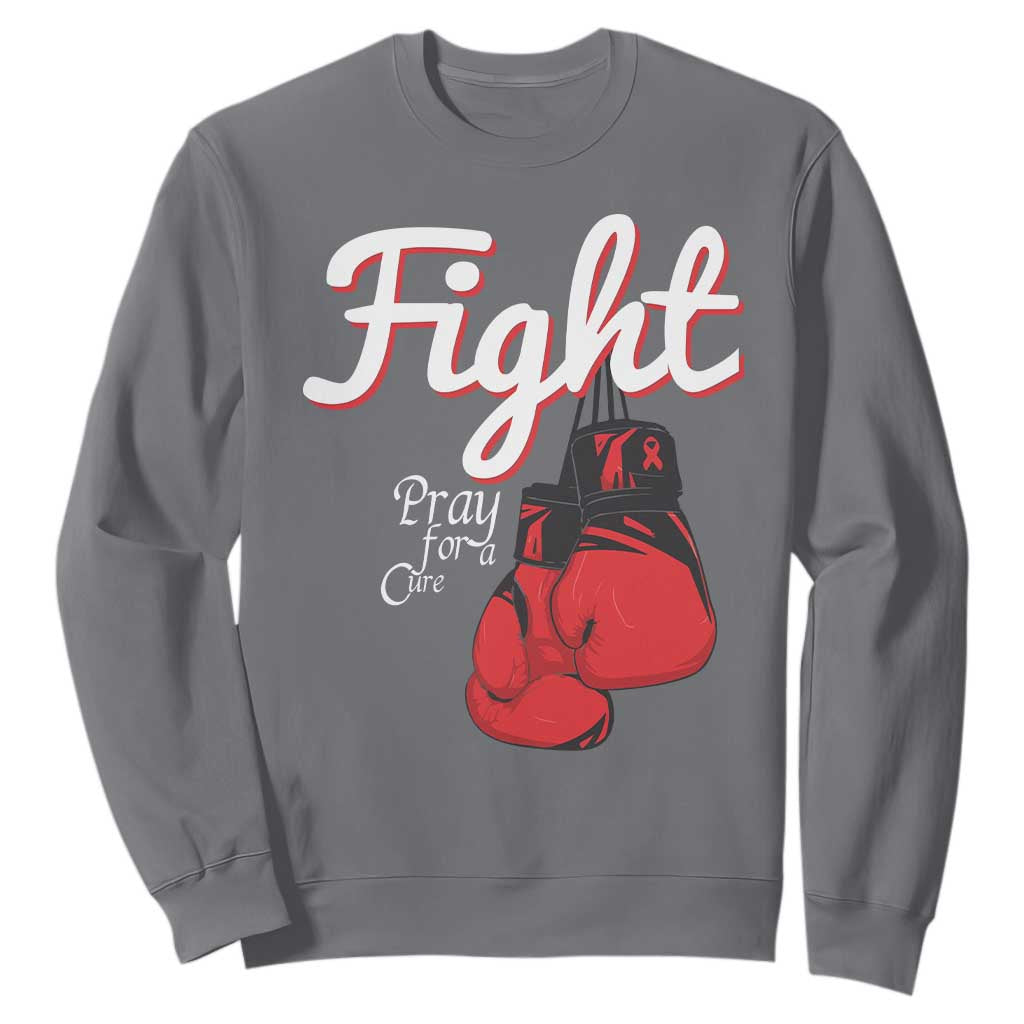 Fight Pray For A Cure Sweatshirt Red Ribbon HIV Support Boxing Gift