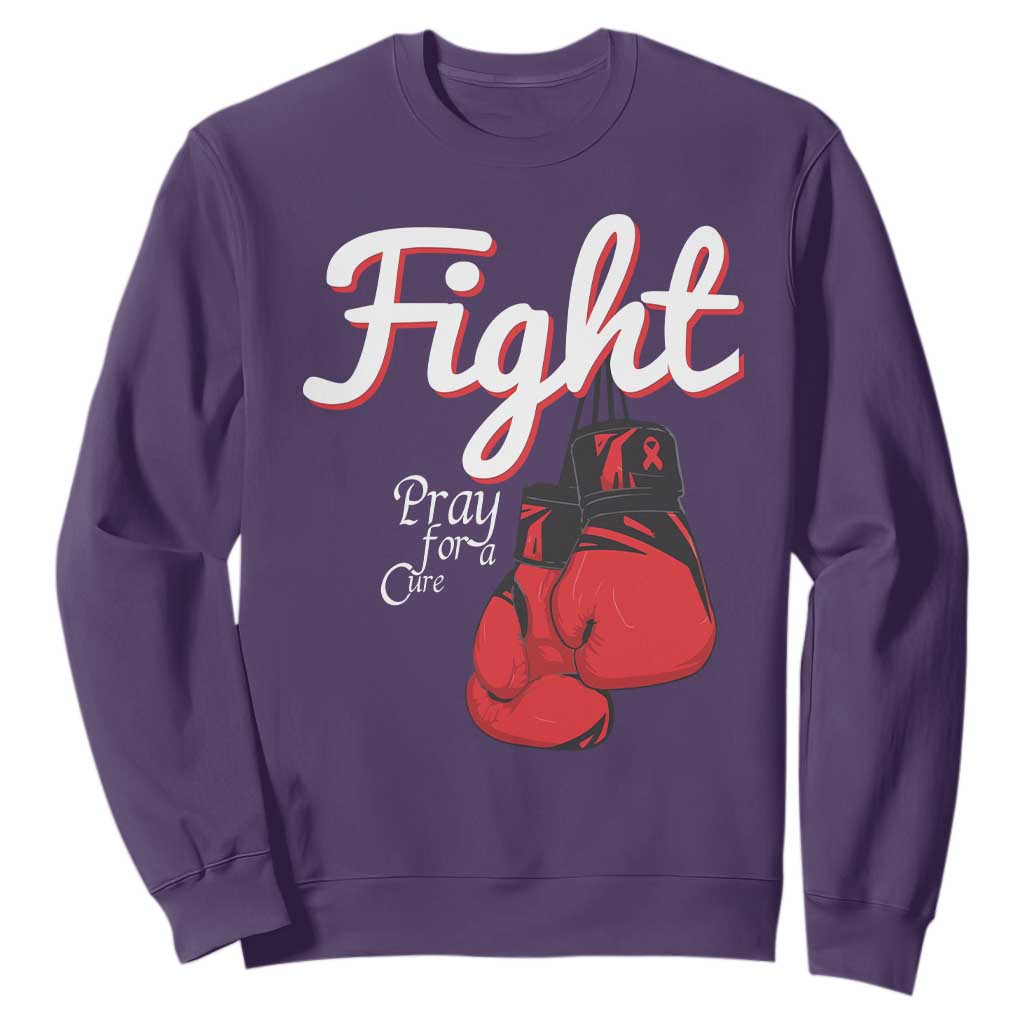 Fight Pray For A Cure Sweatshirt Red Ribbon HIV Support Boxing Gift