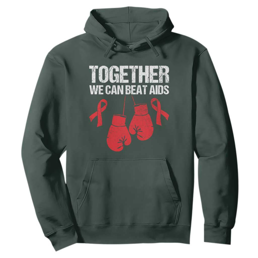 Together We Can Beat AIDS Hoodie Boxing HIV Support Gift