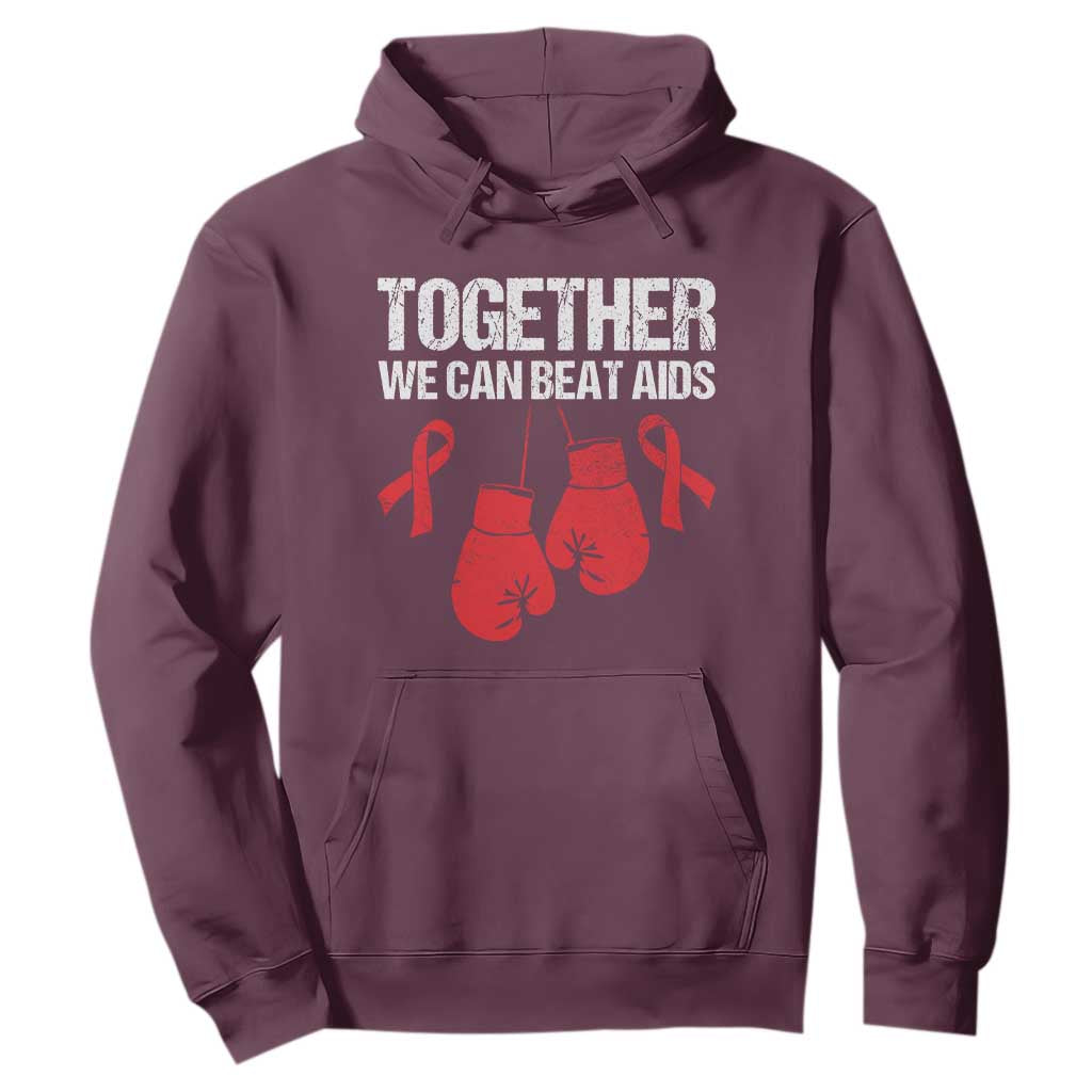 Together We Can Beat AIDS Hoodie Boxing HIV Support Gift