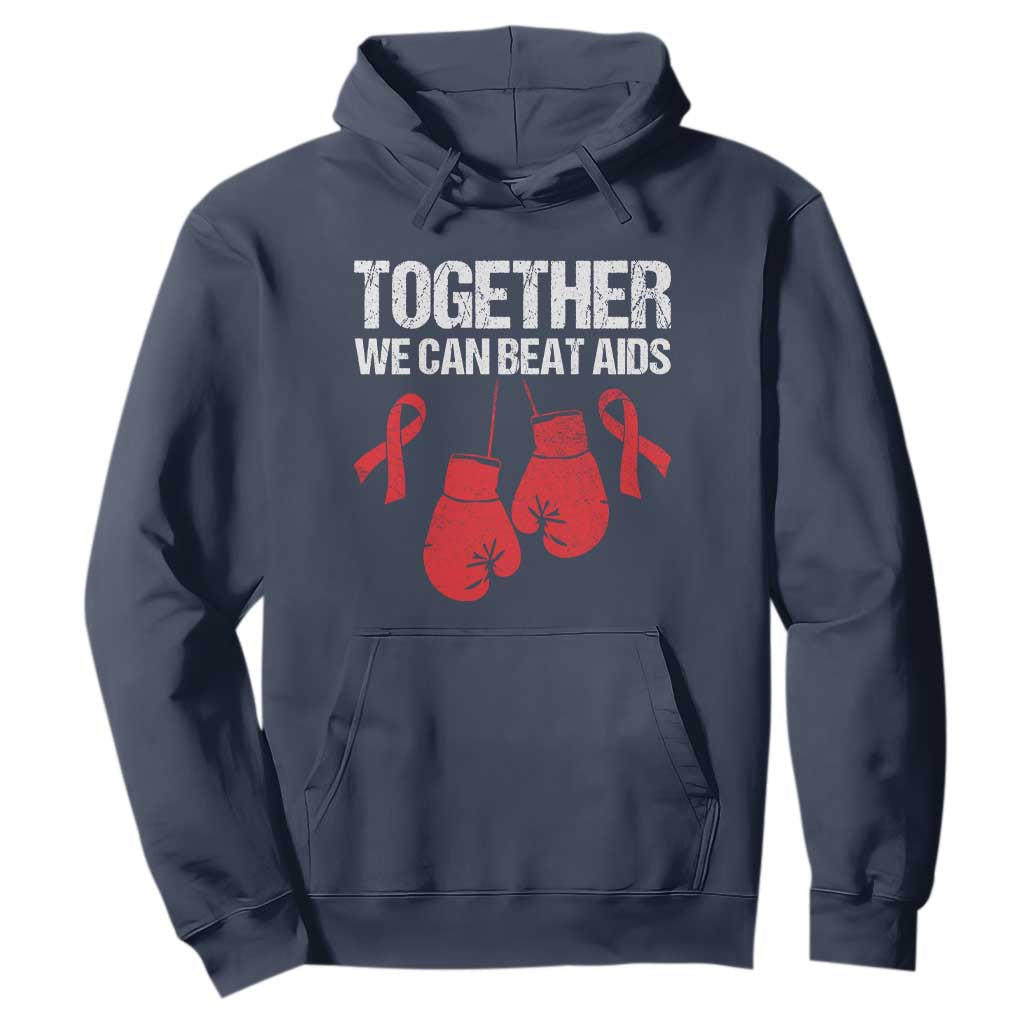 Together We Can Beat AIDS Hoodie Boxing HIV Support Gift