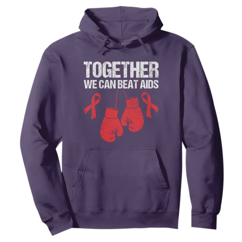 Together We Can Beat AIDS Hoodie Boxing HIV Support Gift