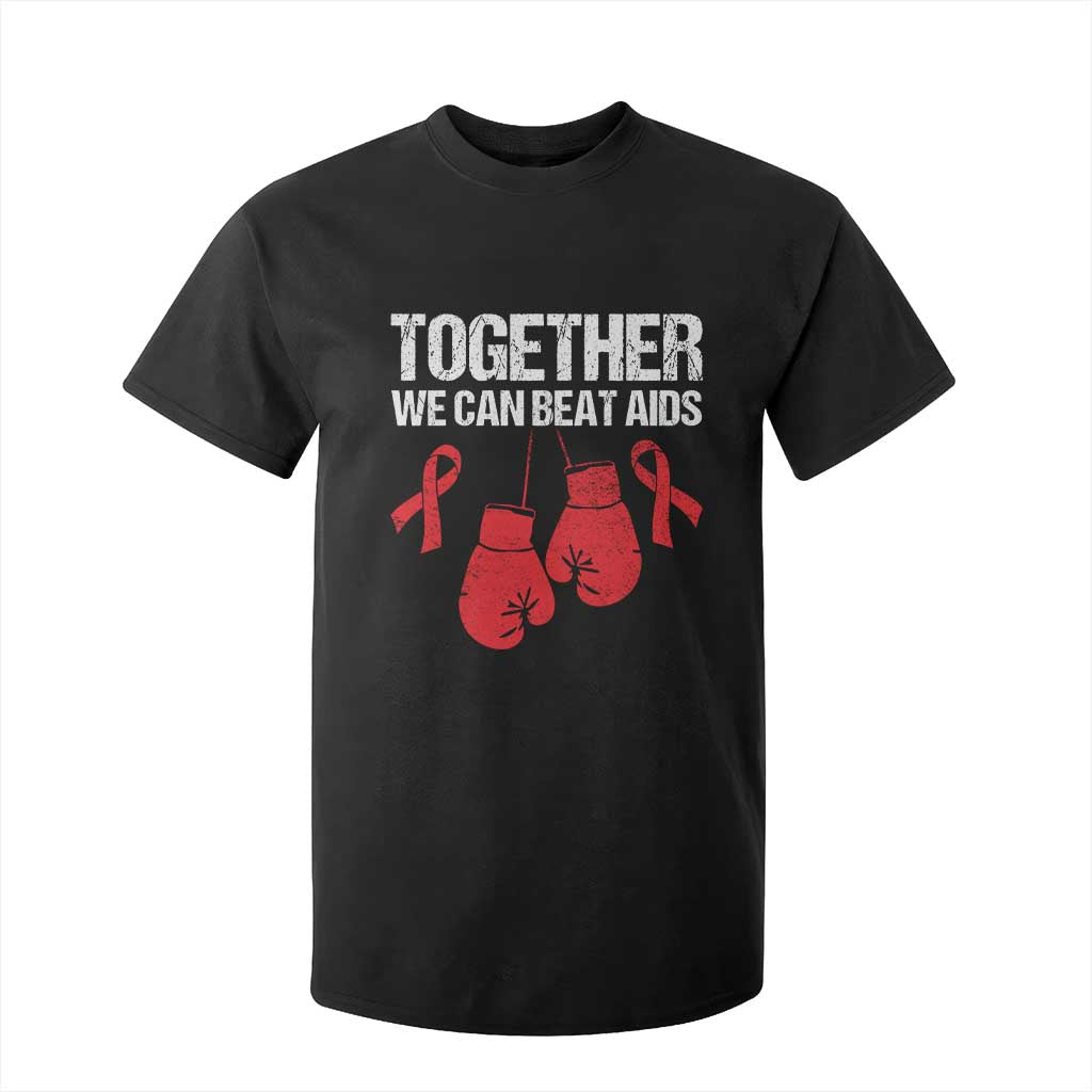 Together We Can Beat AIDS T Shirt For Kid Boxing HIV Support Gift