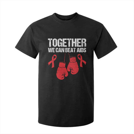 Together We Can Beat AIDS T Shirt For Kid Boxing HIV Support Gift