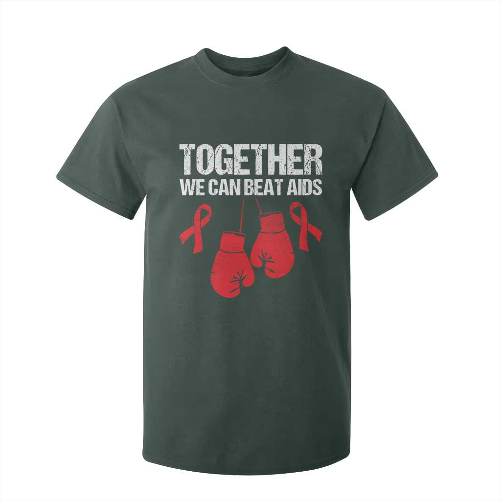 Together We Can Beat AIDS T Shirt For Kid Boxing HIV Support Gift