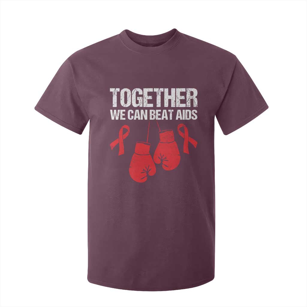 Together We Can Beat AIDS T Shirt For Kid Boxing HIV Support Gift
