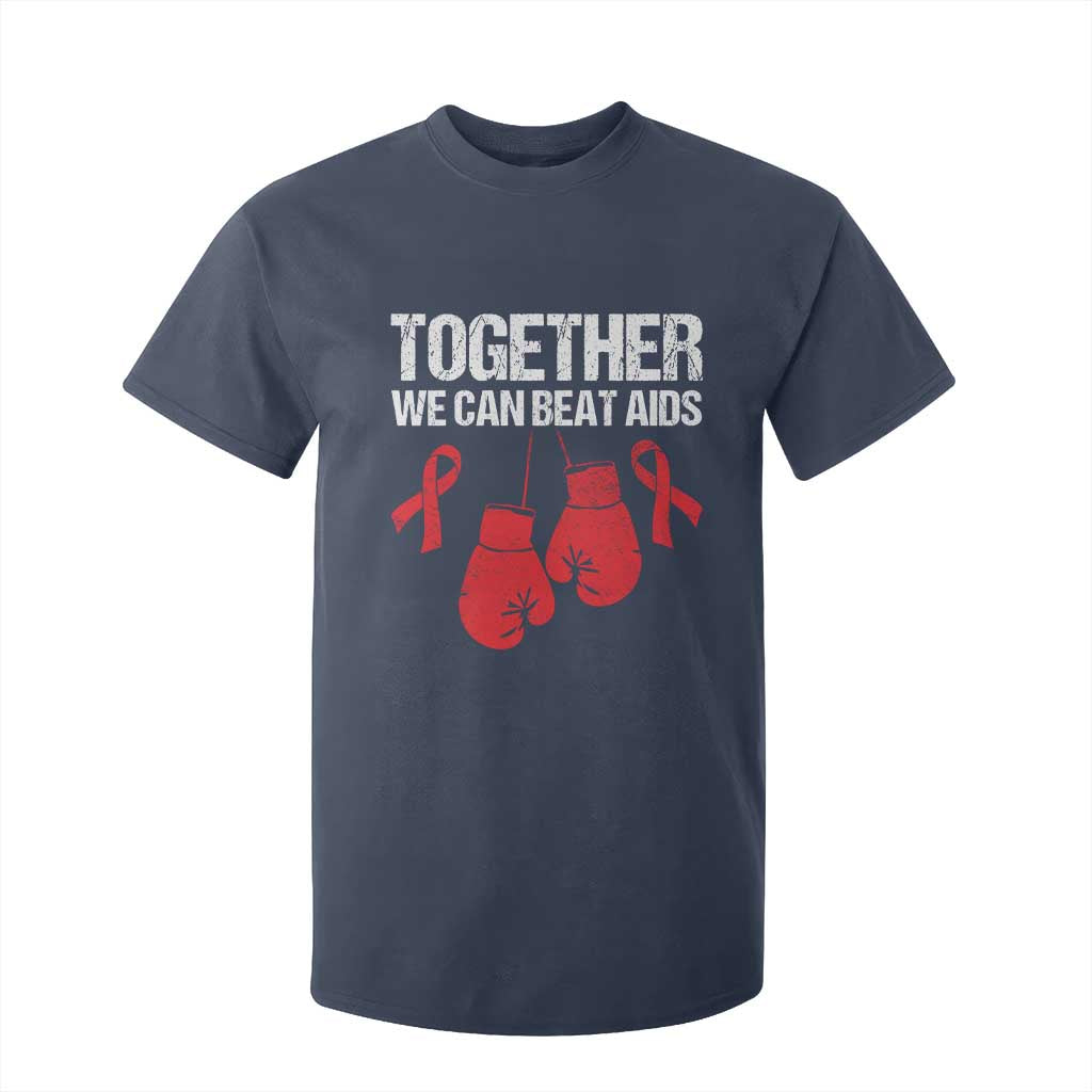 Together We Can Beat AIDS T Shirt For Kid Boxing HIV Support Gift