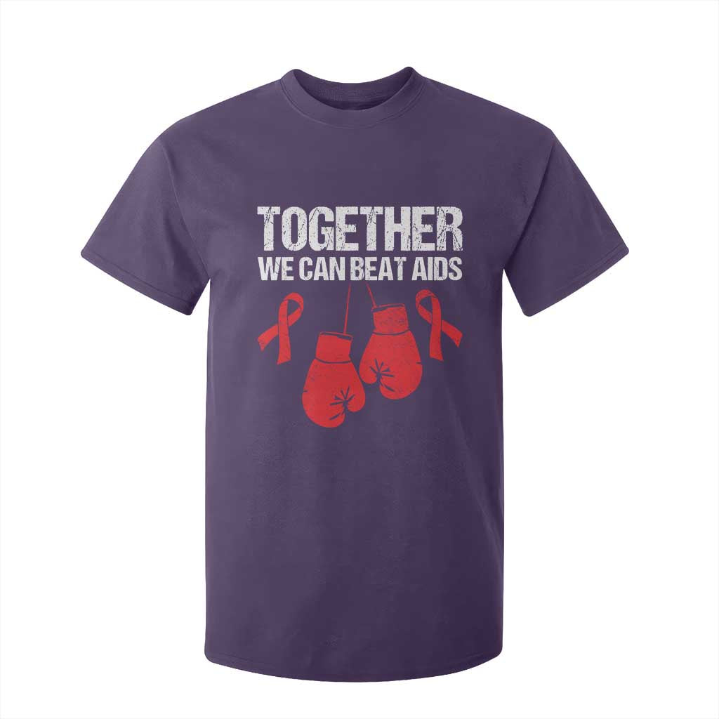Together We Can Beat AIDS T Shirt For Kid Boxing HIV Support Gift