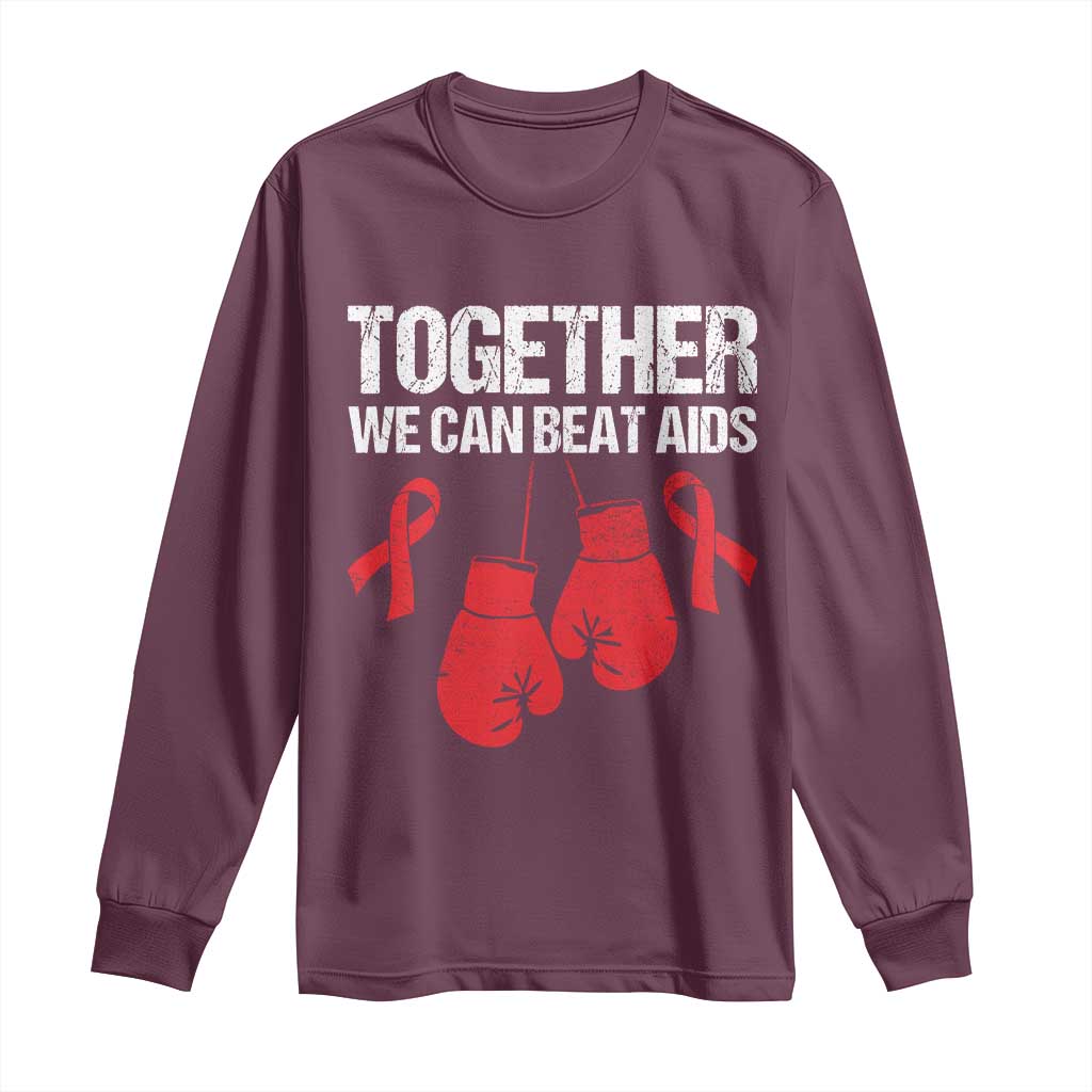 Together We Can Beat AIDS Long Sleeve Shirt Boxing HIV Support Gift