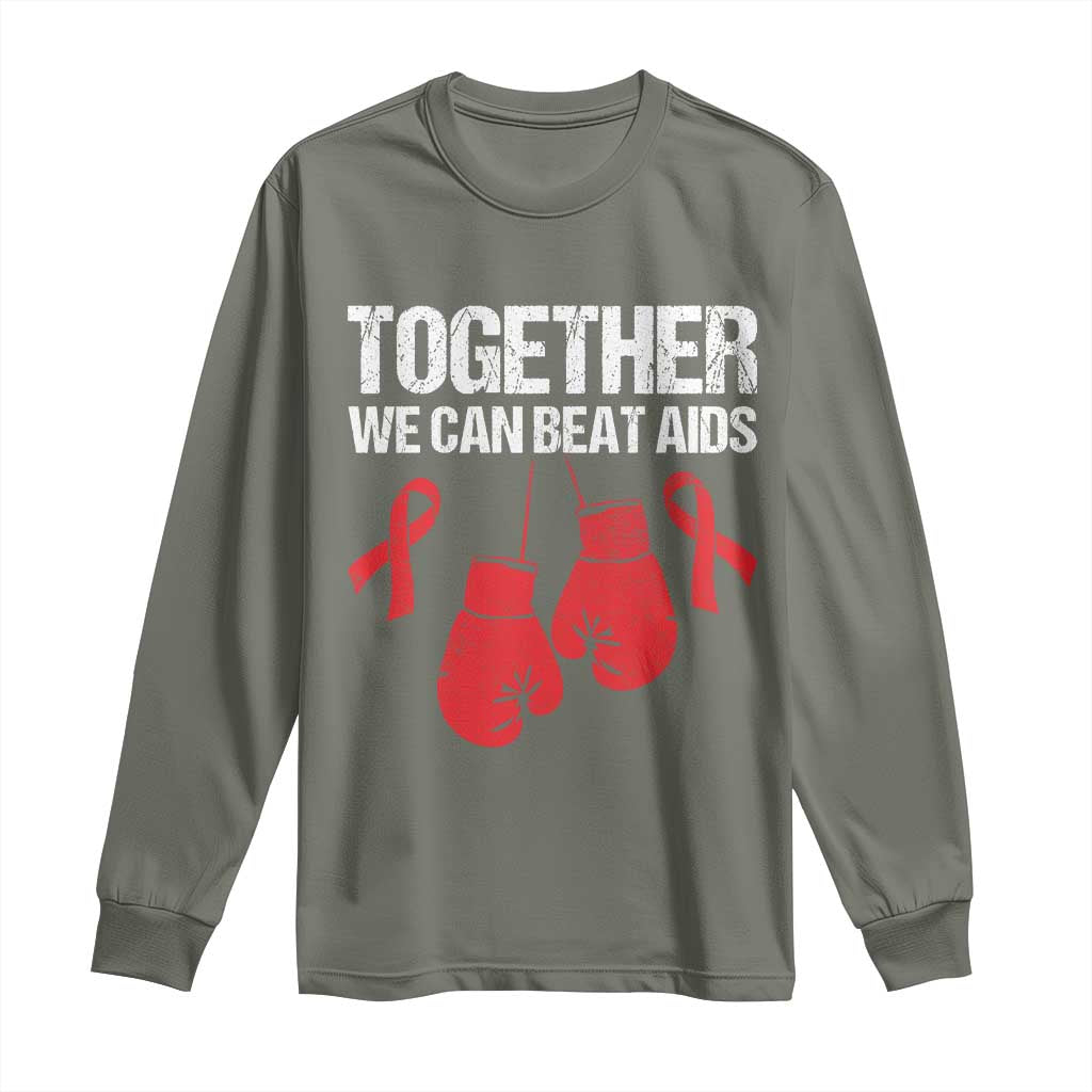 Together We Can Beat AIDS Long Sleeve Shirt Boxing HIV Support Gift