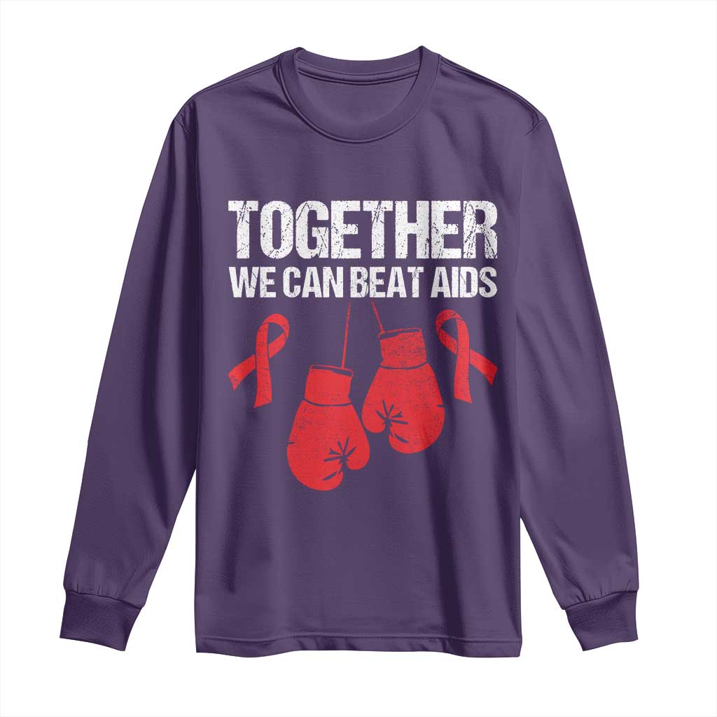 Together We Can Beat AIDS Long Sleeve Shirt Boxing HIV Support Gift