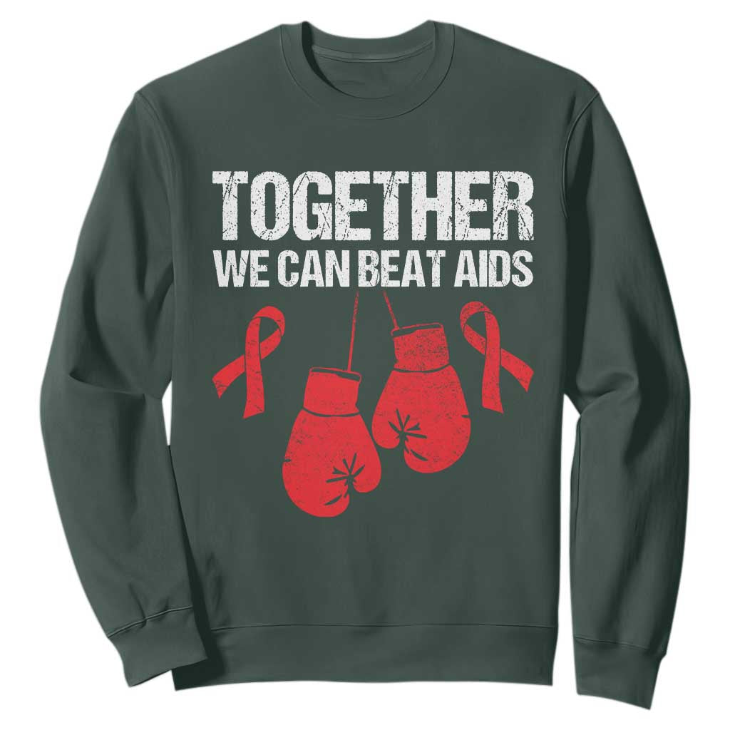 Together We Can Beat AIDS Sweatshirt Boxing HIV Support Gift