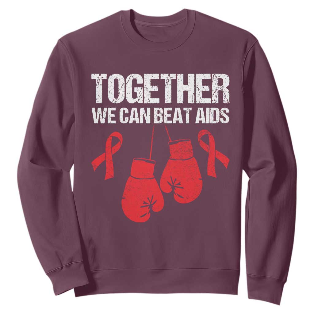 Together We Can Beat AIDS Sweatshirt Boxing HIV Support Gift